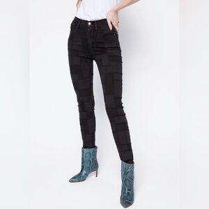 FRAME Le High Skinny Laser Patchwork Jeans in Noir Multi size 26